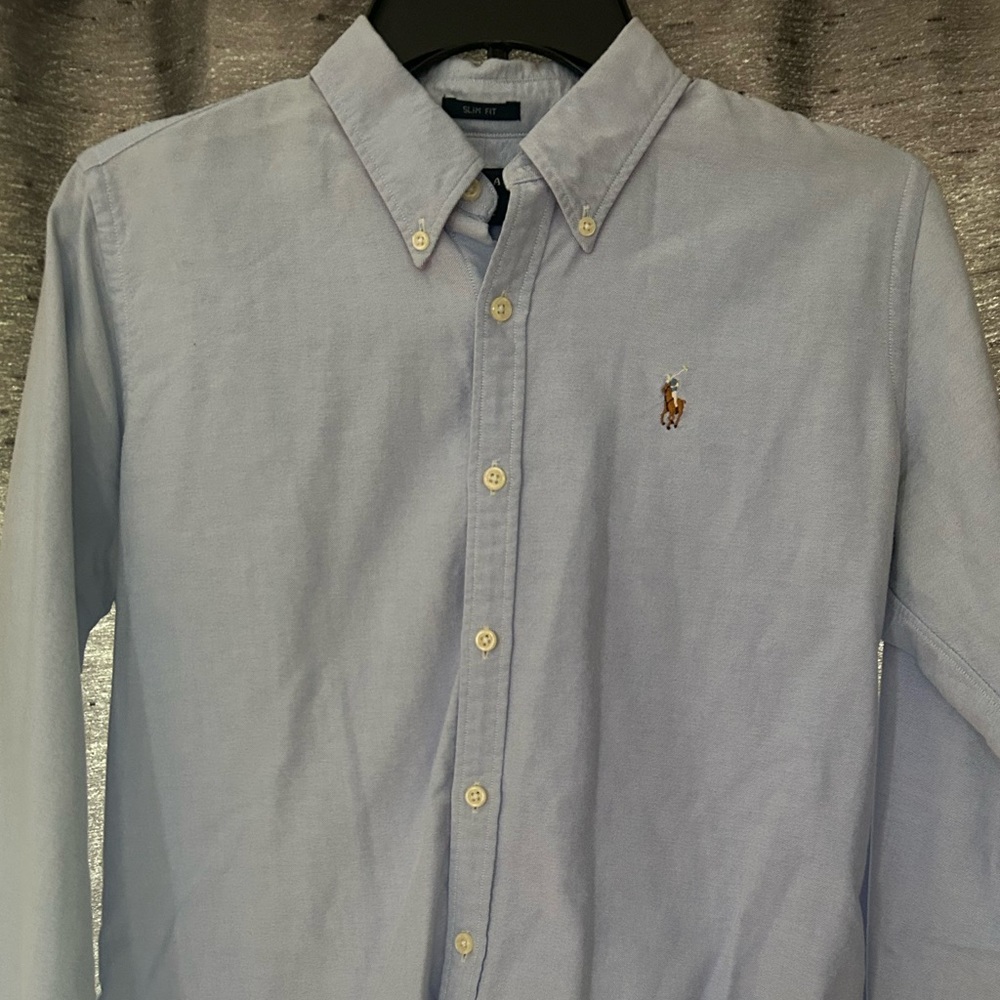 Ralph Lauren, oxford slim fit, light blue, button up, collared, size 6